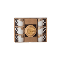 فناجين قهوة تركي صحن خشب 12 قطعة