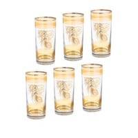 طقم كاسات ماء زجاج تركي فضي 6 قطع ذهبي