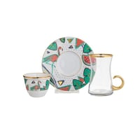 طقم شاي وقهوة زجاج تركي 18 قطعة فلامينجو