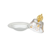 تمرية زجاج تركي بغطاء ملون ذهبي