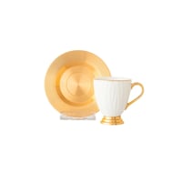 طقم فناجين قهوة تركي أبيض ذهبي 12 قطعة