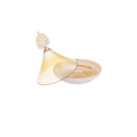 طقم تمرية زجاج تركي قطعتين لون بيج 12 سم