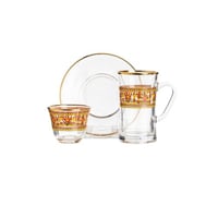 طقم شاي وقهوة زجاج 18 قطعة تراثي