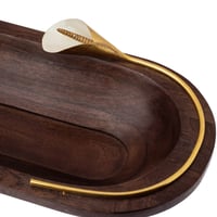 صحن تقديم مستطيل خشب بروش ذهبي