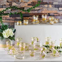 طقم شاي وقهوة كريستال تركي 49 قطعة ذهبي