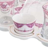 طقم شاي وقهوة مع تمرية 14 قطعة