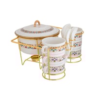 طقم شوربة بورسلين مع ستاند 16 قطعة