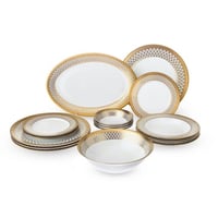 طقم سفرة بورسلين ذهبي فاخر 18 قطعة