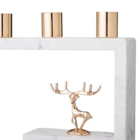 شمعدان ثلاثي ذهبي رخامي مستطيل