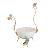 صحن تقديم مع ستاند معدن لون ذهبي