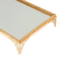 صينية تقديم مستطيل مراية ذهبي برجول 30 سم