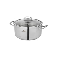 قدر طبخ أطلس استيل تركي غطاء زجاج مقاس 28 سم