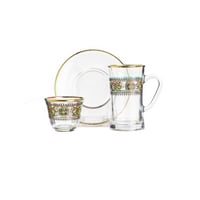 طقم شاي وقهوة زجاج 18 قطعة تراثي