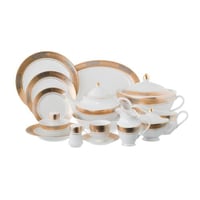 طقم سفرة بورسلين مطلي ذهبي 100 قطعة