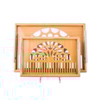 طقم تباسي خشب مزغرف محفور تركي مع سطح زجاجي مكون م...