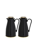 طقم ترمس ألاسكا قطعتين لون أسود مع ذهبي