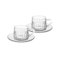 طقم أكواب شاي مع صحون زجاج شفاف - 12 قطعة 230 مل