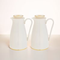 طقم ترمس ألاسكا قطعتين لون أبيض لؤلؤي مع ذهبي