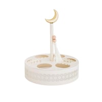 حمالة فناجين قهوة عربي بيج مع هلال ذهبي