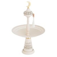 صحن تقديم مدور معدن بقاعدة على شكل قبة مسجد مضيئة...