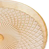 صحن كيك زجاج تركي بقاعدة لون عسلي