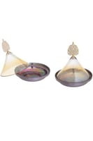 طقم تمرية زجاج تركي قطعتين لون رمادي 12 سم