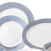 طقم سفرة بورسلين 22 قطعة أزرق ذهبي