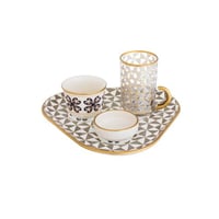 طقم تقديم شاي وقهوة زجاج تركي 4 قطع بألوان عصرية