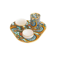 طقم تقديم شاي وقهوة زجاج تركي 4 قطع بألوان عصرية