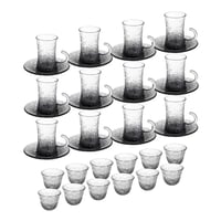 طقم شاي وقهوة زجاج 36 قطعة شفاف