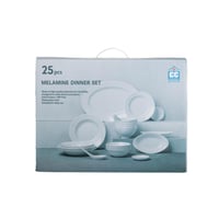 طقم عشاء ميلامين 25 قطعة 4 أشخاص لون أبيض
