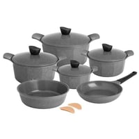 طقم قدور جرانيت جويل 12 قطعة رمادي