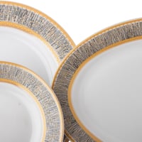 طقم سفرة بورسلين 47 قطعة فضي ذهبي