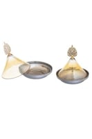 طقم تمرية زجاج تركي قطعتين لون عودي 12 سم