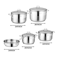 طقم قدور ستيل تركي فاخر 18/10 غطاء ستيل 9 قطع