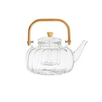 براد شاي زجاج حراري مع صفاية ويد خشب