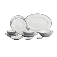 طقم عشاء ميلامين 57 قطعة 6 اشخاص لون رمادي