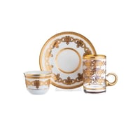 طقم شاي وقهوة بورسلين تركي 18 قطعة ذهبي