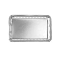 صينية تقديم إستيل مستطيلة لون فضي منقوش مقاس 45*29...