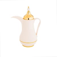 ترمس الدلة من ألاسكا 1 لتر لون بيج مع ذهبي