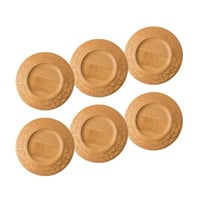 طقم أطباق شاي خشب 6 قطع نقشة ذهبي