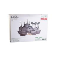 طقم قدور جرانيت لاهويا 23 قطعة أسود