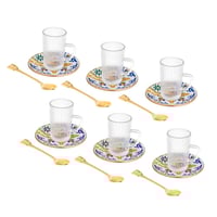 طقم شاي زجاج تركي 18 قطعة بألوان عصرية