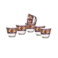 طقم فناجين قهوة سعودية زجاج 6 قطع تراثي