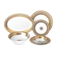 طقم سفرة بورسلين ذهبي فاخر 18 قطعة