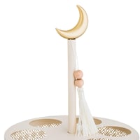 حمالة فناجين قهوة عربي بيج مع هلال ذهبي