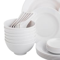 طقم عشاء ميلامين 40 قطعة 6 أشخاص لون أبيض