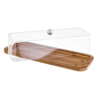 صحن كيك خشب بغطاء أكليرك شفاف 38 سم