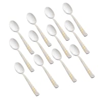 طقم ملاعق أكل ستيل مع ذهبي 12 قطعة