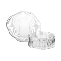 طقم تقديم حلى زجاج فاخر مكون من ١٢ قطعة